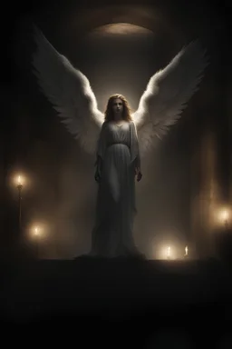 Angel under the light, dark atmosphere