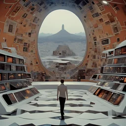 2000 style, artificial intelligence，millennial style, the cell, panorama, DVD, the holy mountain, dream, preposterous，movie shot --ar 4:3