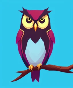 Cute owl, one colour background