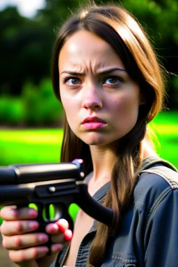 angry woman young shotgun