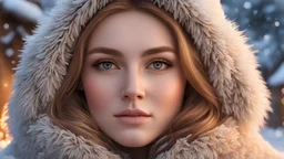 winter, snegurochka and ded moroz, warm colors, Soft Lighting, detailed face, hyper realistic, soft skin, soft hairs, by GDNS, symmetrical, 8k, 2d render