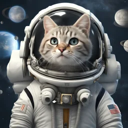Realistic, ((Masterpiece, best quality)), cute cat in astronaut suite space, Ultra-High-Definition, (Masterpiece:1. 5) (best quality:1. 5), 8k