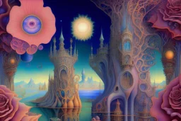 digital airbrush illustrated mystery visions, by daniel merriam and salvador dalí and xul solar, hyperdetailed, 8k, rosa