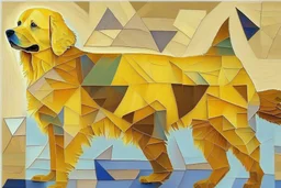 style of paul klee Golden retriever dog