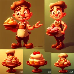 a cartoon character thirty years old confectioner , an ultrafine detailed painting by senior character artist, featured on polycount, sots art, artstation hd, 2d game art, behance hd