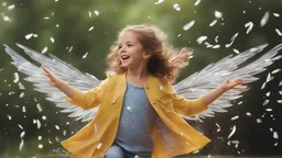 Magical Fantastic young happy child facing camera, Liquid Structure, Flying Petals, wings, Splash, Portrait Photography, Fantasy Background, Intricate Patterns, Ultra Detailed, Luminous, Radiance, Joy, Exuberance, Fun, energy, excitement, Ultra Realism, Complex Details, Intricate Details, 16k, HDR, High Quality, Trending On Artstation, Sharp Focus, Studio Photo, Intricate Details, Highly Detailed