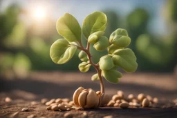 A peanut plant, natural volumetric cinematic perfect light, 135mm, photorealistic, no bokeh, good depth of field, award winning photo, beautiful composition, 16k, HDR, sharp focus, masterpiece