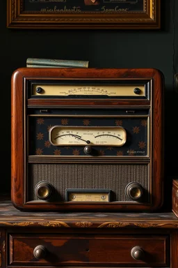 A vintage radio apparatus in the style of Vermeer