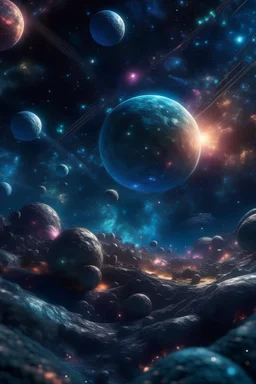 cosmic elements, such as stars and planets, which add to the fantasy-like atmosphere. The background is set against a galaxy background, adding a sense of space and adventure. The photo is taken with a high-resolution 4K camera and a 30-mm lens, allowing for a high degree of detail and clarity. The lighting is bright and even, accentuating the girl's beauty and energy. Overall, the image is a stunning and captivating depiction of the power of cosmic elements and the beauty of female spirituality