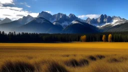 Alberta field with rocky mountains in the background