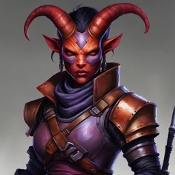 dnd, portrait of Tiefling bounty hunter, female, armoured