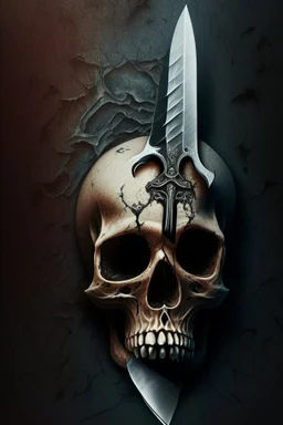 A picture of knife in the Skull