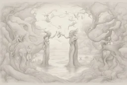 Drawing about: "The Meeting of Worlds"