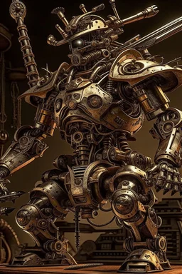 steampunk warrior robot with a big, complicated and detailed mechanical sword in a battlefield. Masterpiece, hyper detailed, details, battlefield, dramatic, dramatic lighting