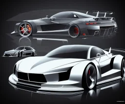 Car Supercar Vector 3d rendering Vector collage