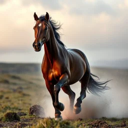 Horse running in themiddle of a storm