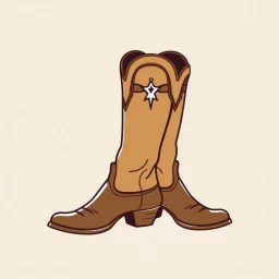 a pair of dancing cowboy boots with spurs, side view simplified, graphic element clip art vector