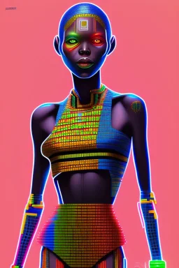 smeagol in Kente, ghana colours, cyberpunk, high detail