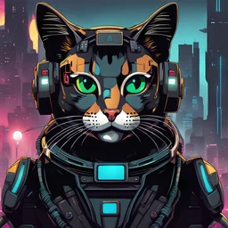 image of a cyberpunk cyborg cat