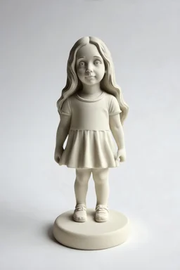 Sculpture en gomme, petite fille aux cheveux longs, fond blanc