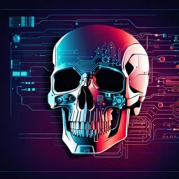 FLAT VECTOR LAYERED IMAGE OF CYBERNETIC SKULL PARTS IN A SCHEMATIC