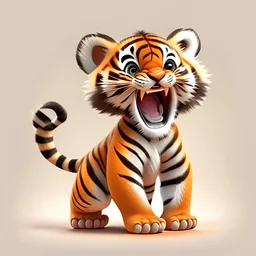 cute tiger cub roaring, correct anatomy, correct paws, correct tail, disney cartoon.