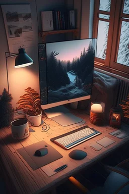 cozy vibes art computer desk