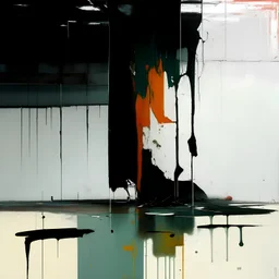 Empty Minimal contemporary abstract flat landscape painting. Concrete carpark. Big brushstrokes. Drips of paint. style of Justin Mortimer and Adrian Ghenie.