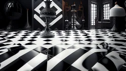 (ヤクザ) , details,checkerboard floor,enigmatic icon,white and black vibes, steampunk influences, 8k resolution, bulbous, unwordly forms, dark illuminati subject matter,enigmatic whiskey spot crossword clue and weird people