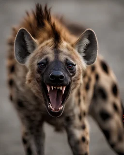 hyena much terrifying aggressive open mouth