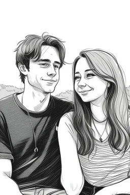 genç çift çizim tarzı