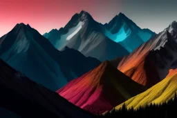 mountain range with color
