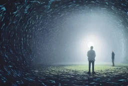 alone man in the center of a round maze, sharp focus, highly detailed, art by greg rutkowski and teamLab, realistic, rococo