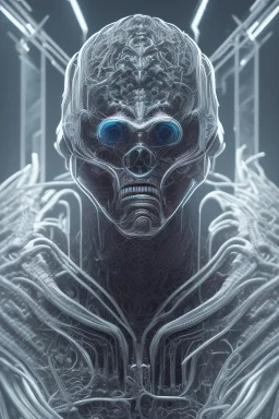 evil berserker, alien, tron, head, bitcoin eyes, 8k, finely detailed, dark light, photo realistic, hr giger, cyberpunk