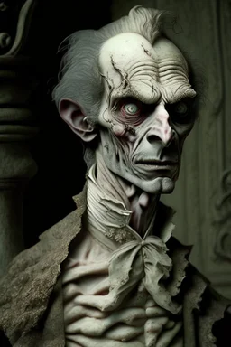 cursed man from a royal familly victorian times whose skin looks like stone sculpture