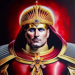 Ultra detailed fullbody Portrait in oil on canvas of Sanguinius wearing armor,extremely detailed digital painting,ultrarealistic skin,intense stare, extremely detailed face, crystal clear eyes, mystical colors ,perfectly centered image, perfect composition, rim light, beautiful lighting,masterpiece ,8k, stunning scene, raytracing, anatomically correct, in the style of Simon Bisley and uncannyknack and Ohrai Noriyoshi and robert e howard and Steve Jung.