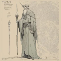 ConceptSheet: extraordinary druid and his curved rod with statistics [by Moebius]