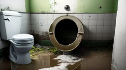 toilet clogged and overflowing with sewage water