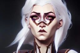 portrait fantasy mechanical woman pearl white hair pearl eyes