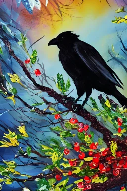 Crow. Painting style of Timorous Beasties