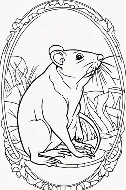 coloring page for kids, rat, thick outline, low details, no shading, no color