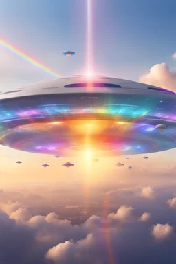 ufo rainbow, cité très futuriste ultra moderne, ufos fleet, intergalactic,