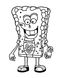 Generate a colouring pages of the SpongeBob along with some pencil sketch marks with white background