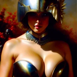 portrait ' Sexy Extra busty Power Girl naked ',ancient metal armor and Helmet ,painting by gaston bussiere, greg rutkowski, yoji shinkawa, yoshitaka amano, tsutomu nihei, donato giancola, tim hildebrandt, oil on canvas, cinematic composition, extreme detail,fit full head inside picture,16k