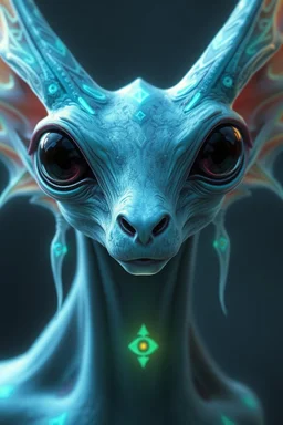 beast Ethereal, with a soft glow to their skin, large elongated heads, or psychic-focused features like glowing symbols on their skin. Their eyes could be wide and fully black or contain swirling colors.