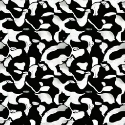 black and white banana leafs wallpaper pattern in vector lines, same line weight