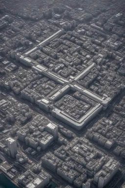 aerial view photo of a city that is made from microchips