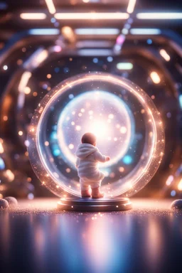 birth care , in front of space portal dimensional glittering device, bokeh like f/0.8, tilt-shift lens 8k, high detail, smooth render, down-light, unreal engine, prize winning