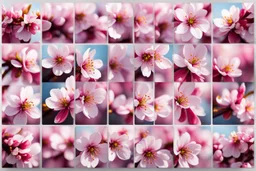 fantastic light pin cherry blossoms from many perspectives each as individual stickers layout in a grid