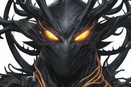 Black Shadow symbiote in 8k realistic anime e drawing style, close picture, Deer them, neon color, intricate details, highly detailed, high details, detailed portrait, masterpiece,ultra detailed, ultra quality
